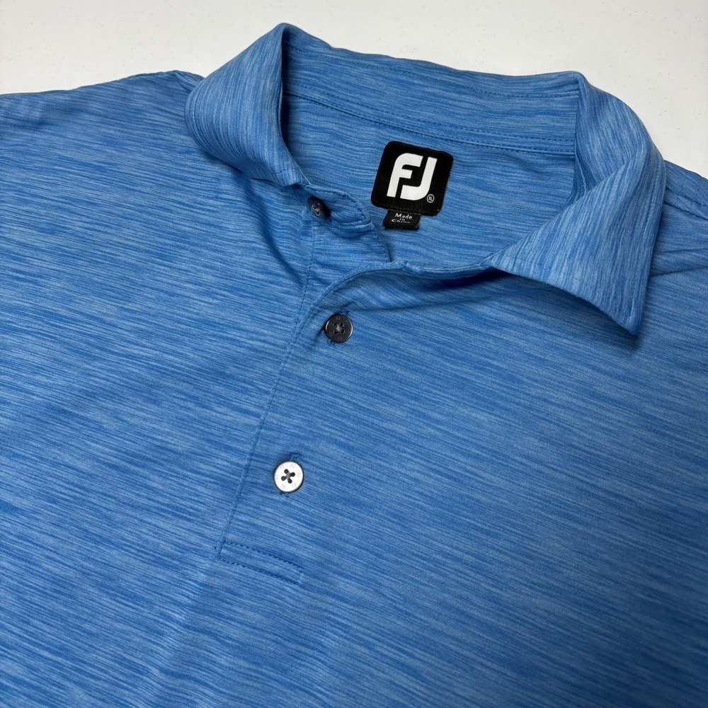 Footjoy Mens Golf Polo Shirt Size XL Performance Blue Heather Moisture‎ Wicking